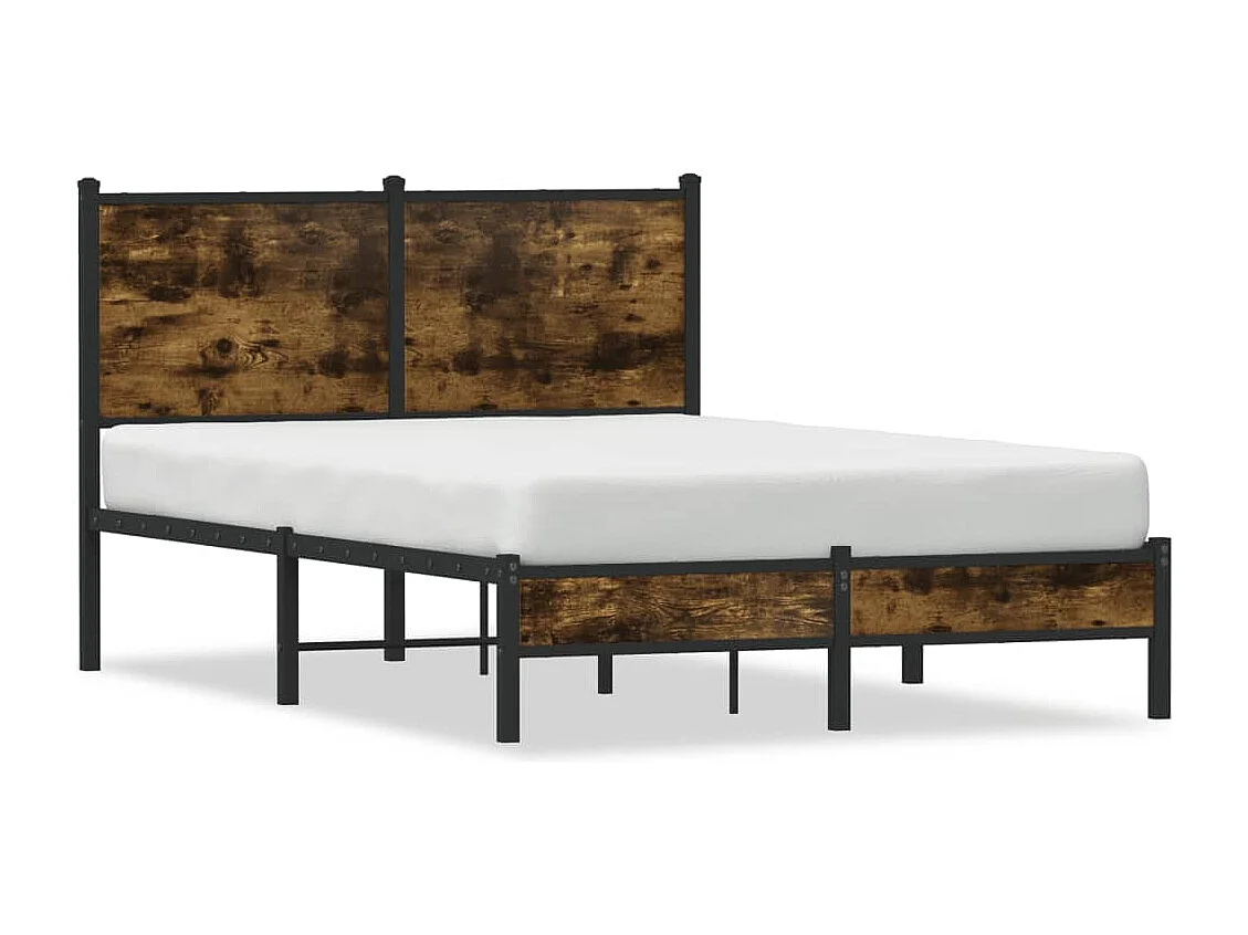 Cadre de lit en métal sans matelas chêne fumé 120x190 cm