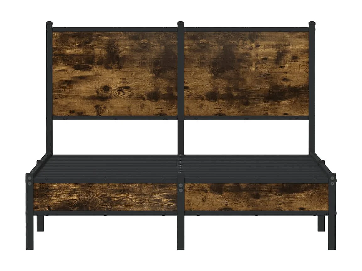 Cadre de lit en métal sans matelas chêne fumé 120x190 cm