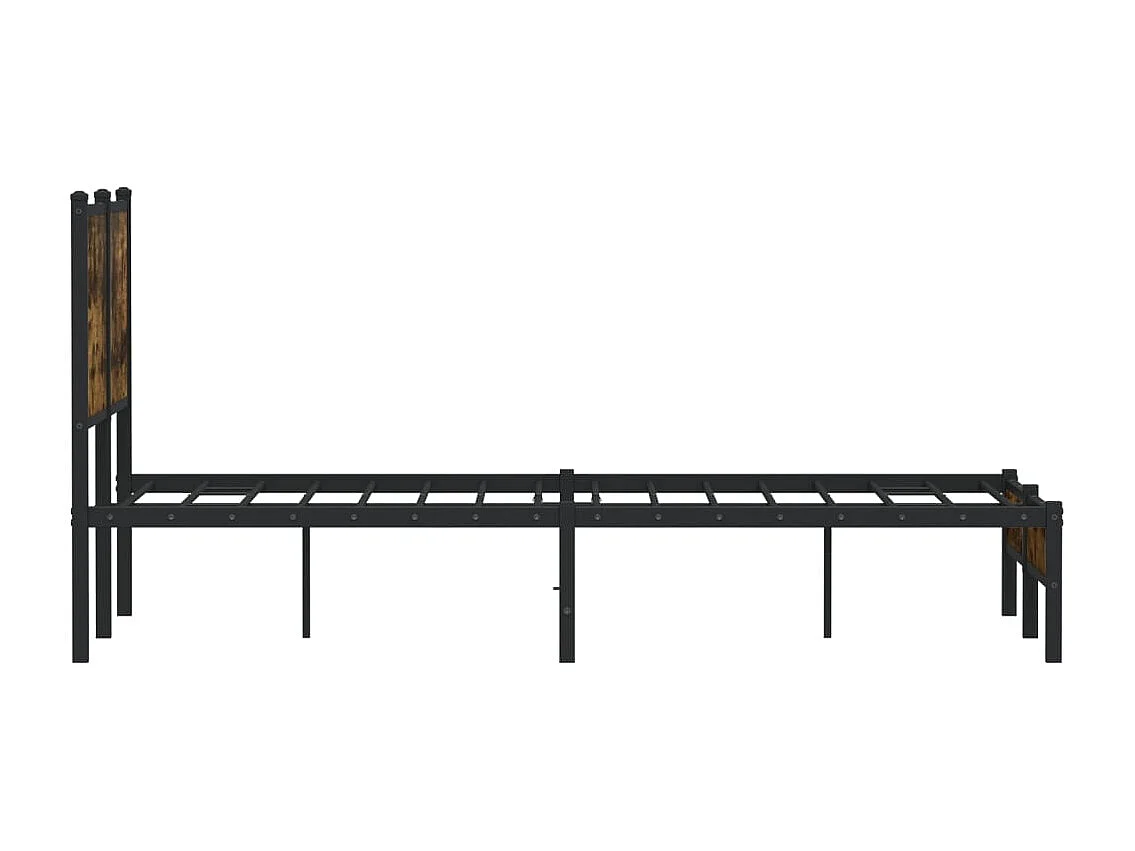 Cadre de lit en métal sans matelas chêne fumé 120x190 cm