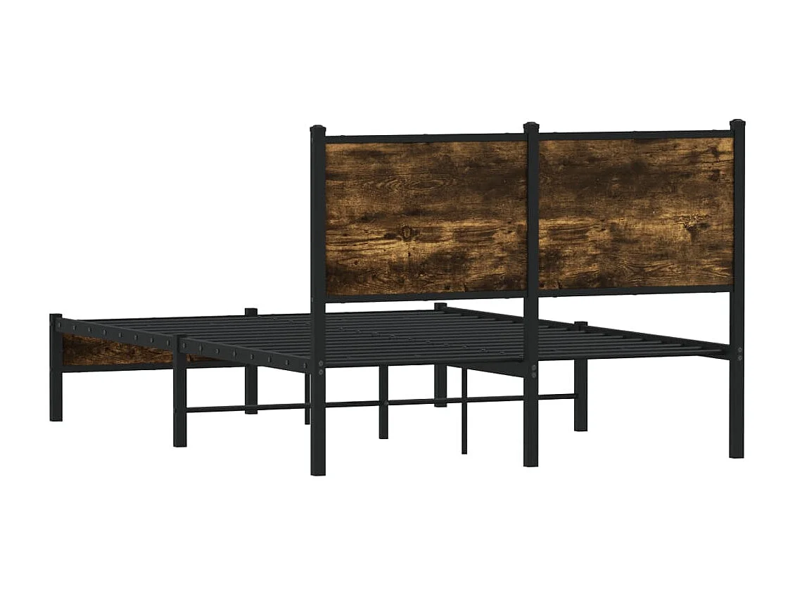 Cadre de lit en métal sans matelas chêne fumé 120x190 cm