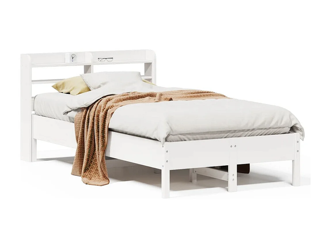 Letto senza Materasso Bianco 120x200 cm Legno Massello di Pino