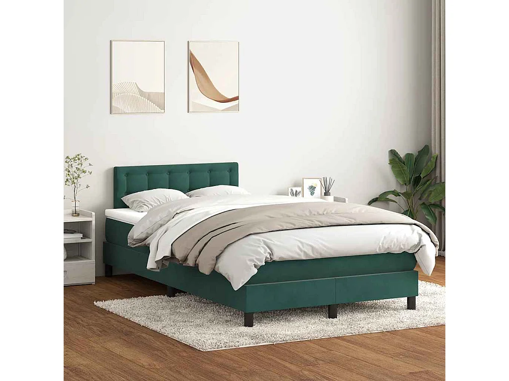 Boxspring met matras fluweel donkergroen 120x220 cm