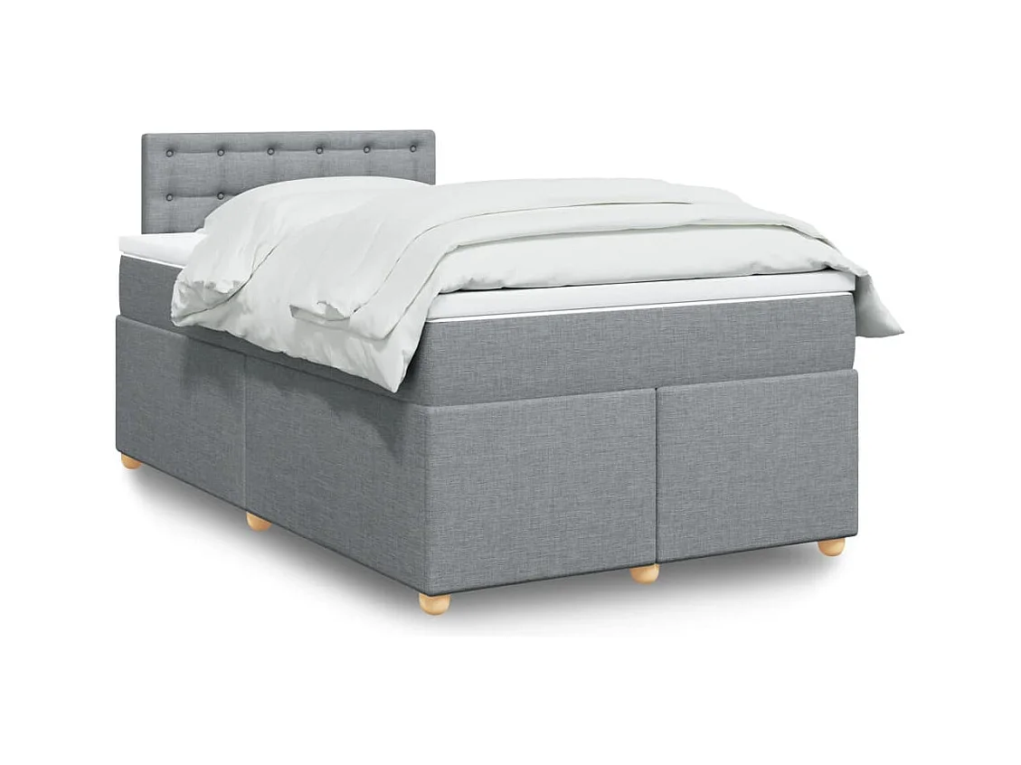 Sommier à lattes de lit et matelas gris clair 120x190 cm tissu