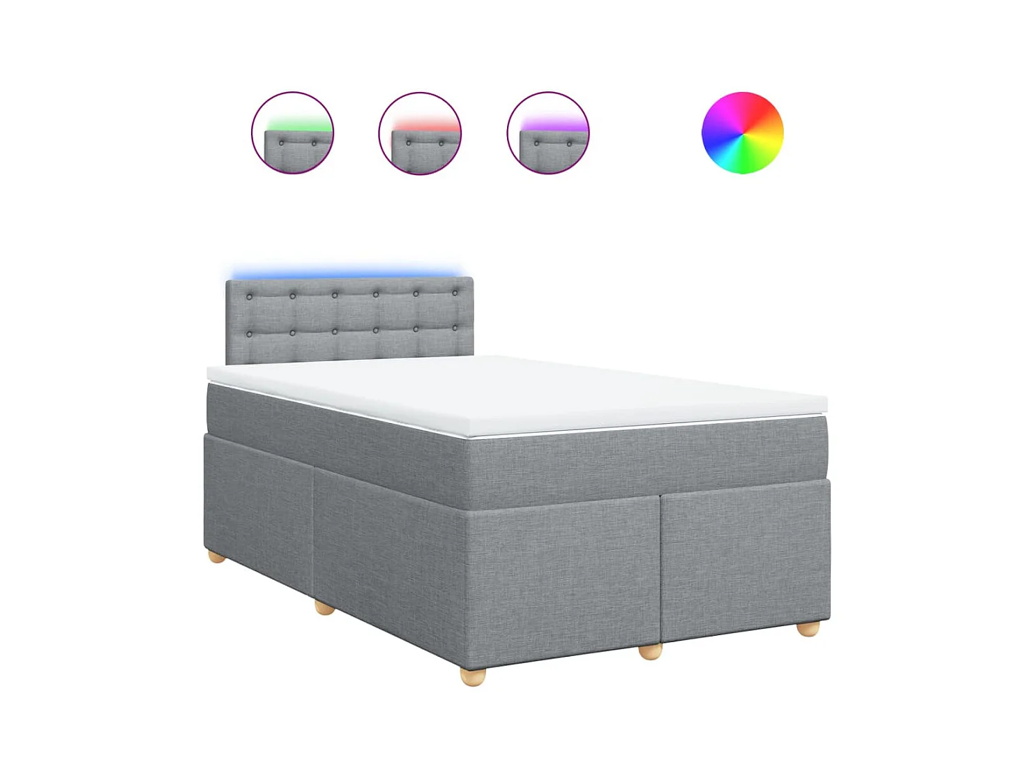 Sommier à lattes de lit et matelas gris clair 120x190 cm tissu