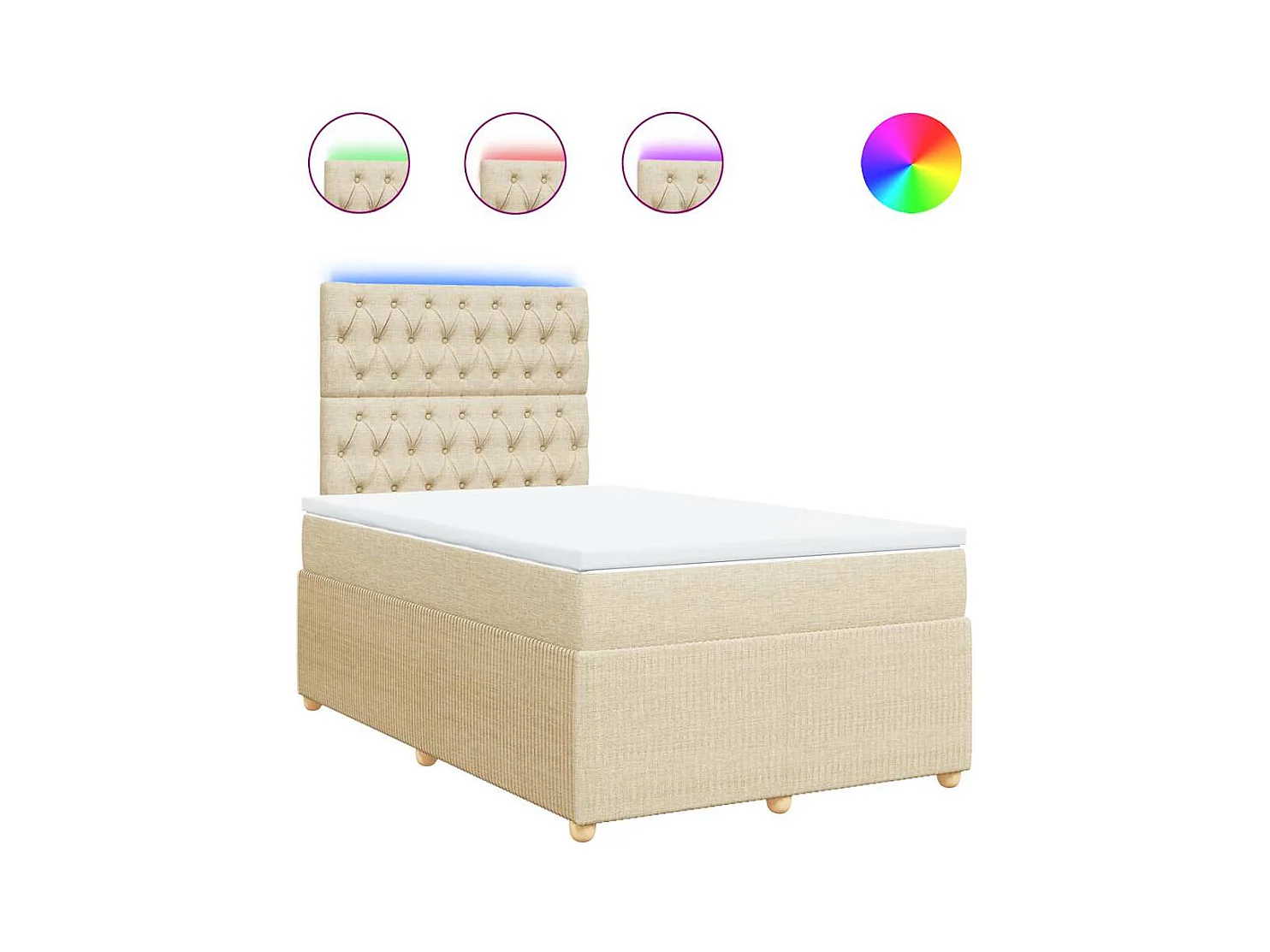 Sommier à lattes de lit avec matelas crème 120x190 cm tissu