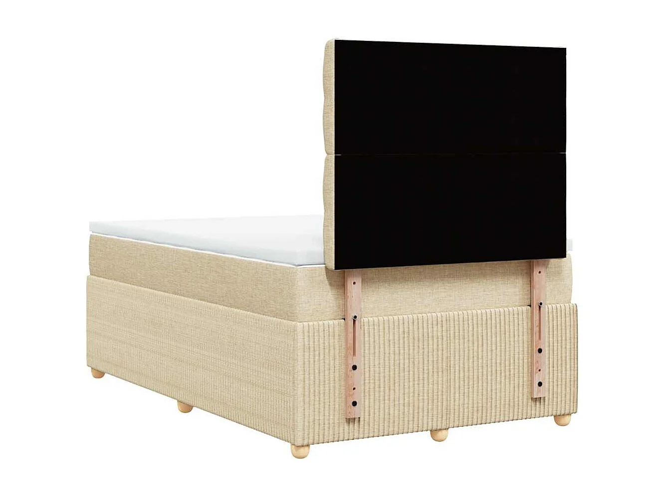 Cama box spring con colchón tela color crema 120x190 cm
