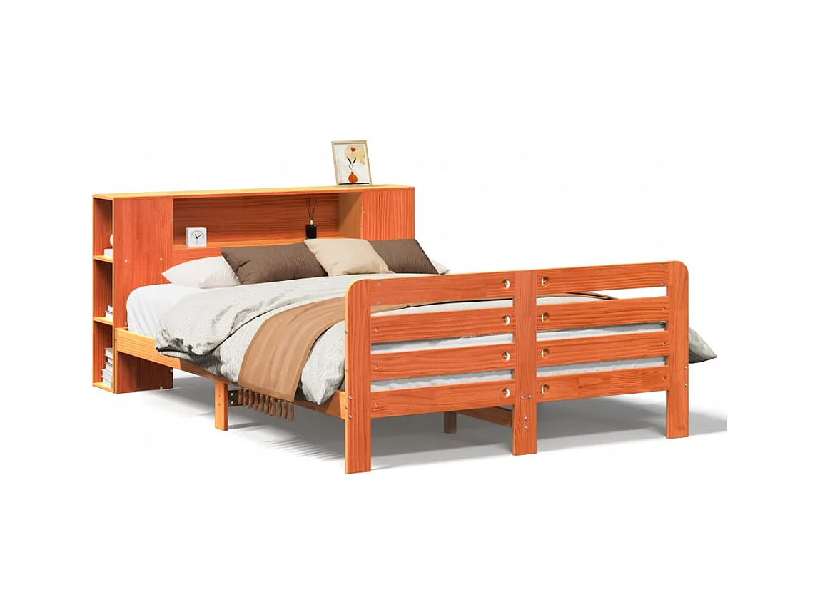 Massivholzbett ohne Matratze Wachsbraun 120x190 cm Kiefernholz