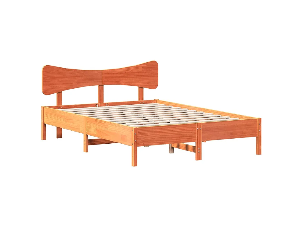 Bedframe zonder matras massief grenenhout wasbruin 120x190 cm