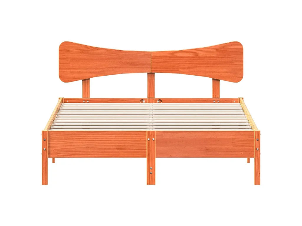 Bedframe zonder matras massief grenenhout wasbruin 120x190 cm