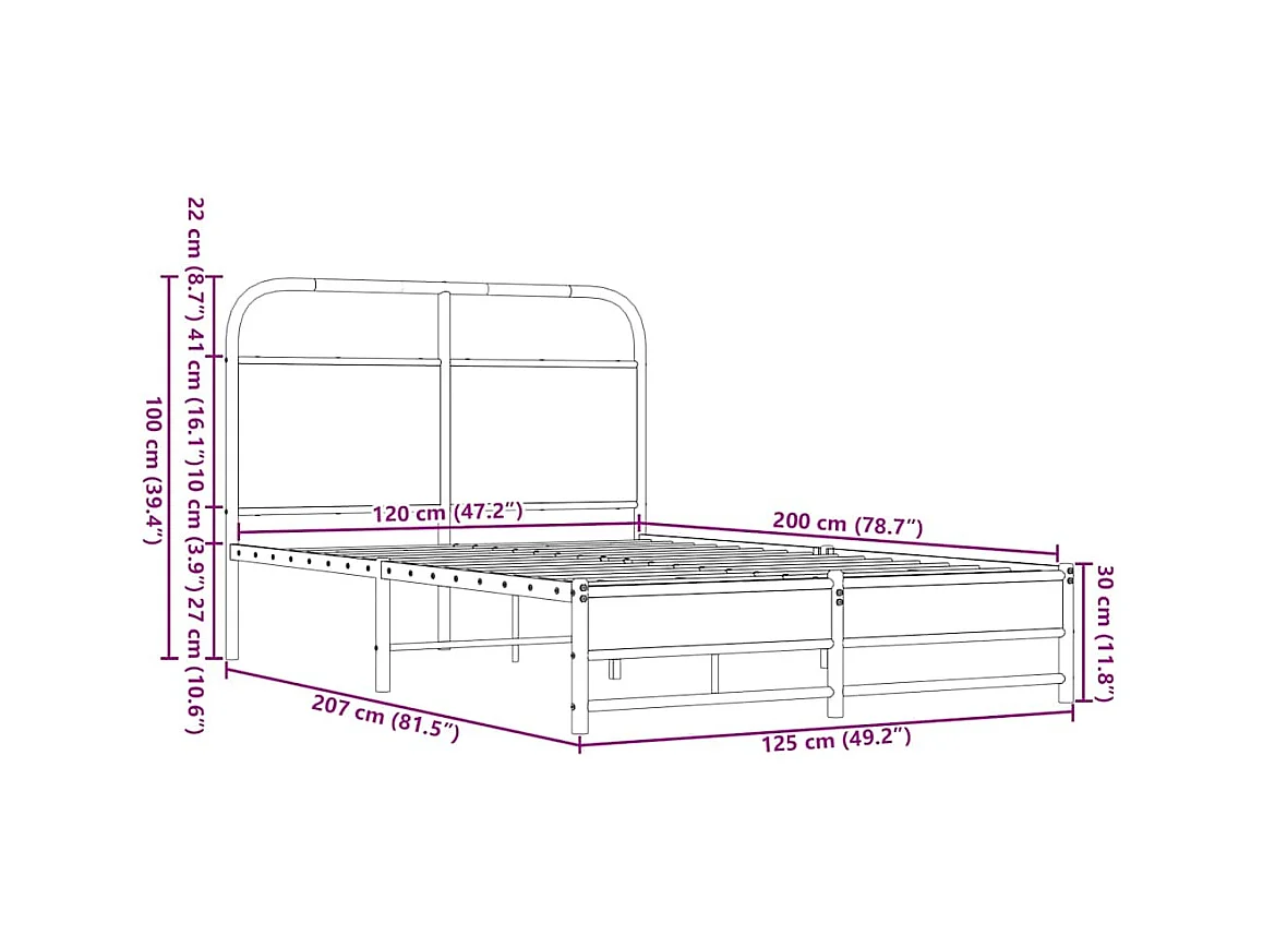 Bettgestell ohne Matratze 120x200 cm Braun Eichen-Optik