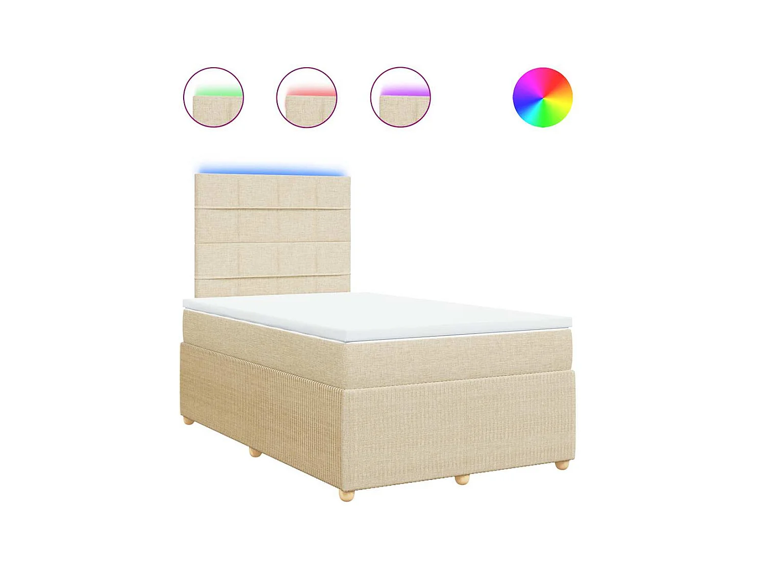 Sommier à lattes de lit avec matelas Crème 120x200 cm Tissu