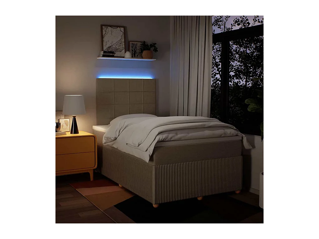 Sommier à lattes de lit avec matelas Crème 120x200 cm Tissu