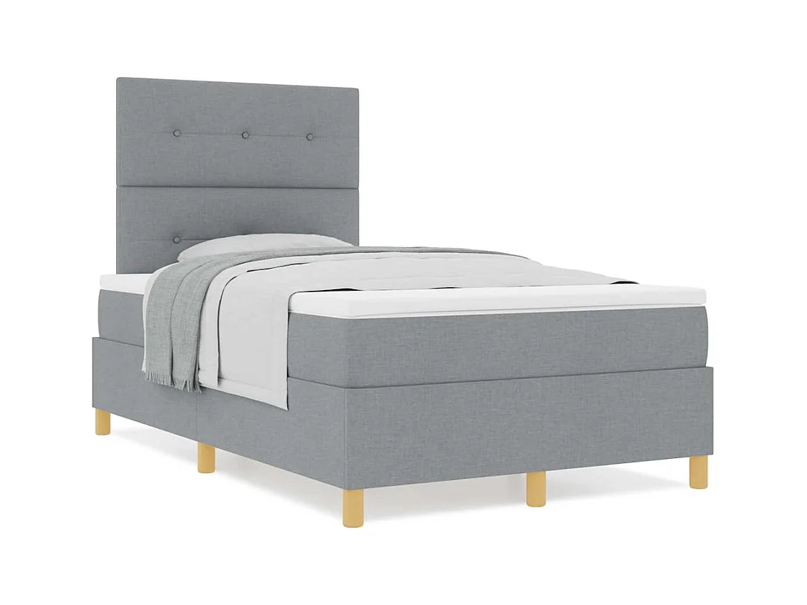 Letto a molle con materasso Grigio chiaro 120 x 190 cm Tessuto