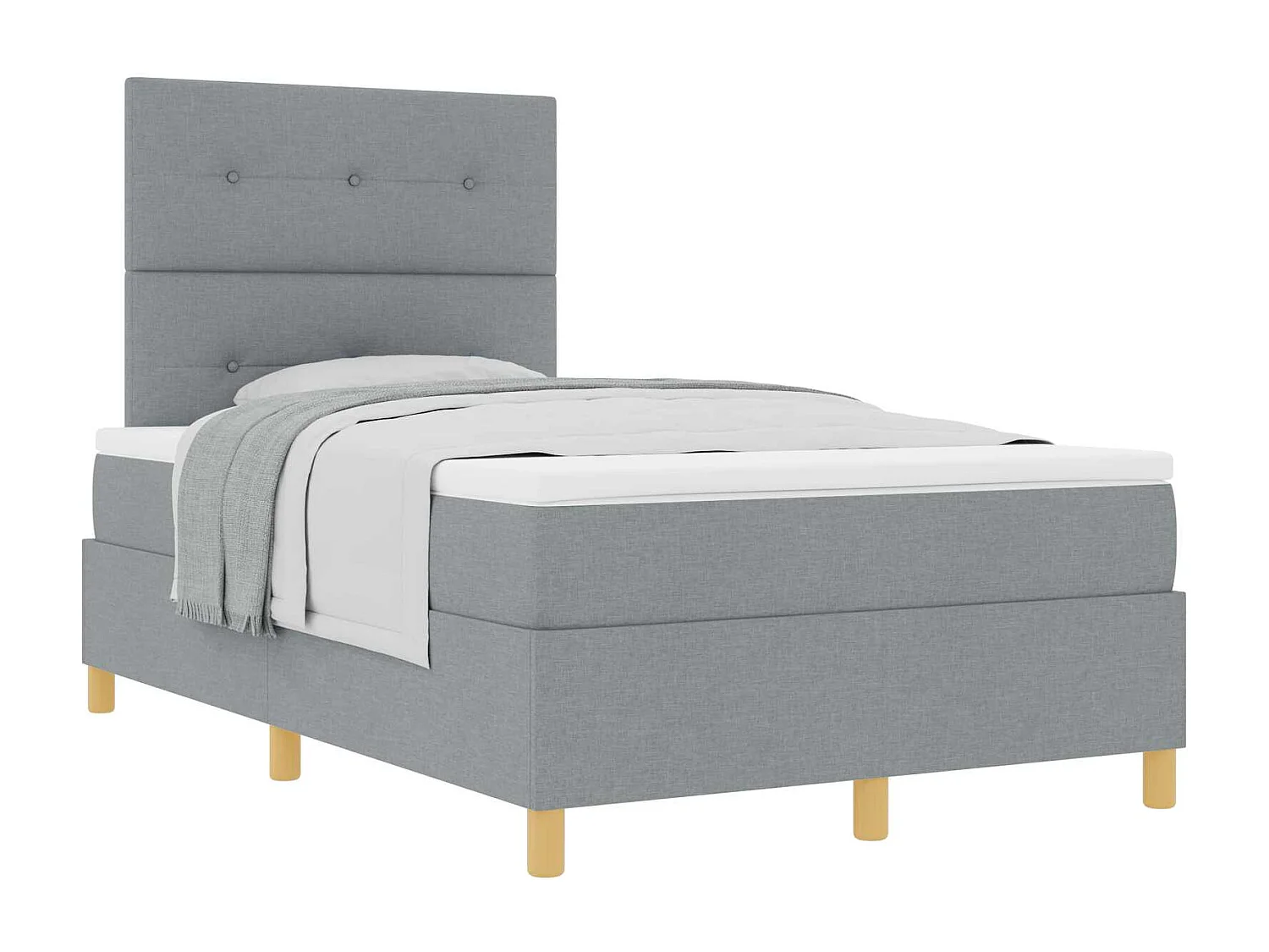 Boxspringbett mit Kopfteil Hellgrau 120 x 190 cm Stoff