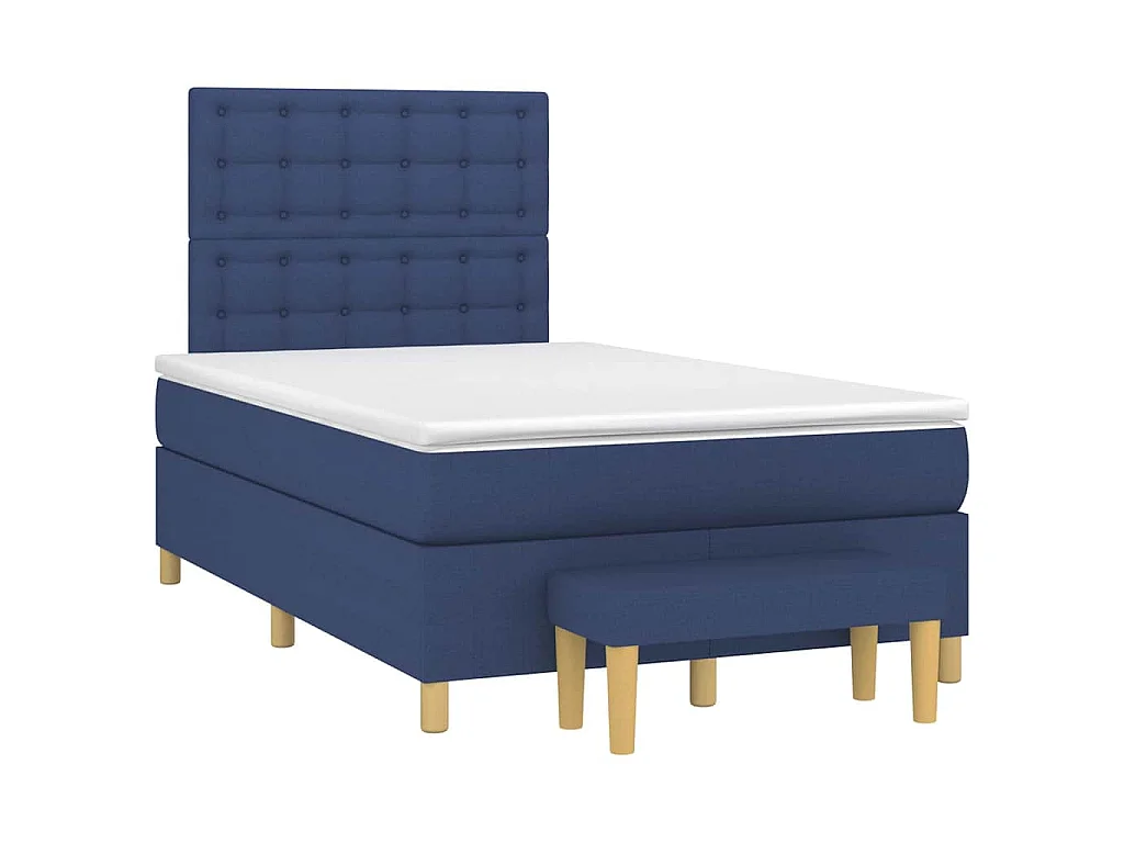 Cama boxspring com colchão 120x190 cm tecido azul