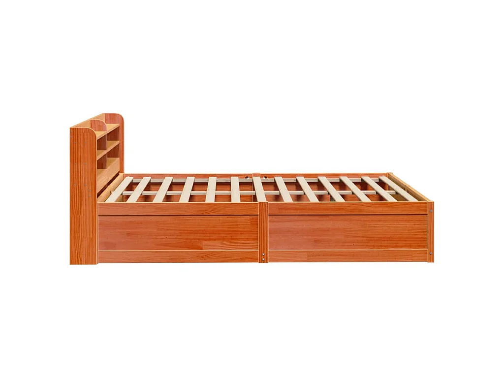 Bedframe met hoofdbord massief grenenhout wasbruin 120x200 cm