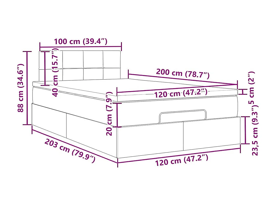 Bed met matras 120x200 cm stof donkerbruin