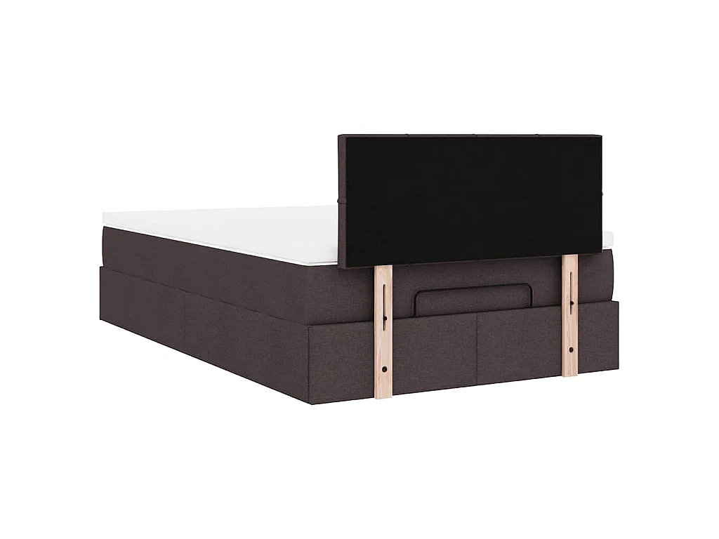 Lit ottoman avec matelas marron foncé 120x200 cm tissu