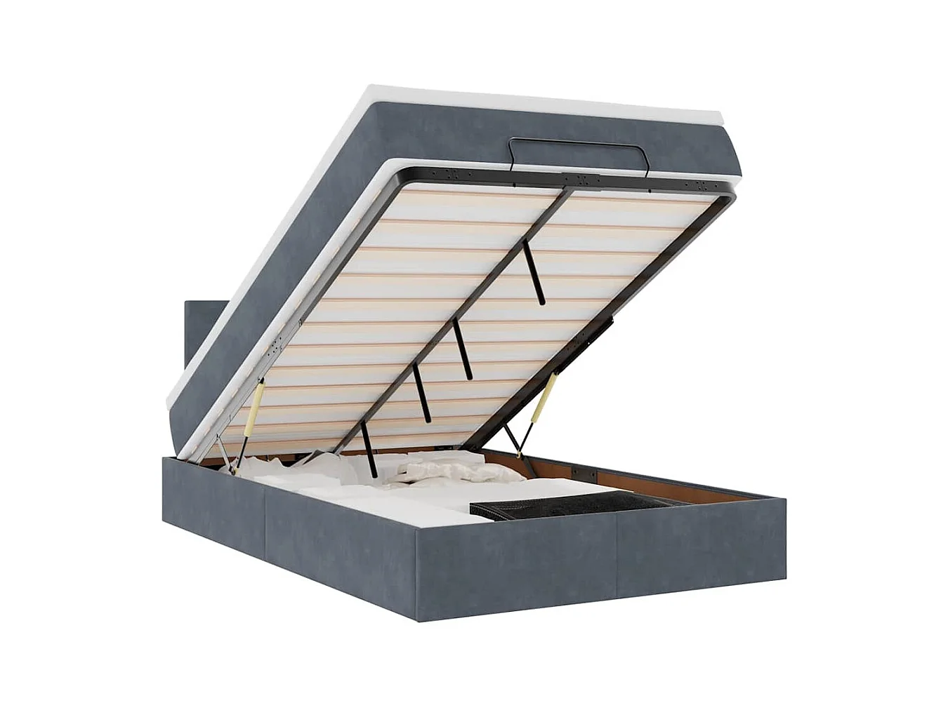 Lit ottoman avec matelas et LED gris foncé 120x190cm