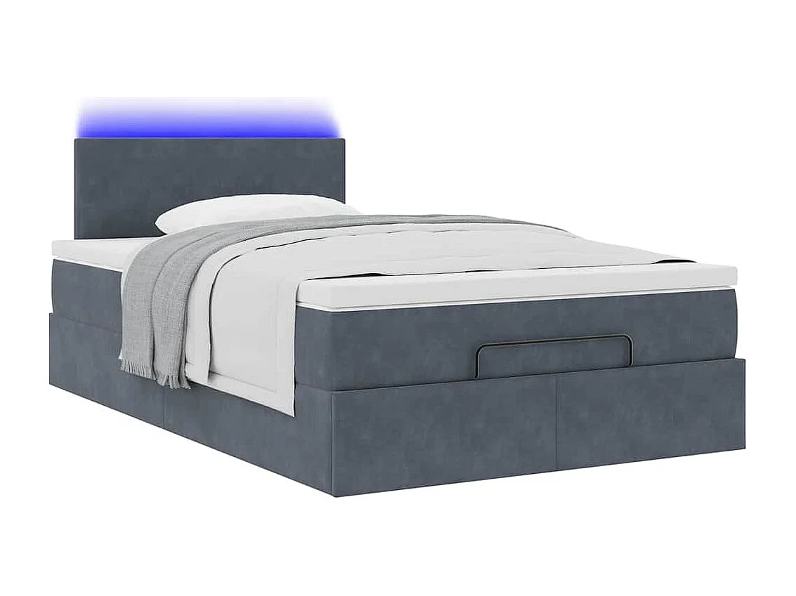Bed poef met matras en LED's 120x190 cm fluweel donkergrijs