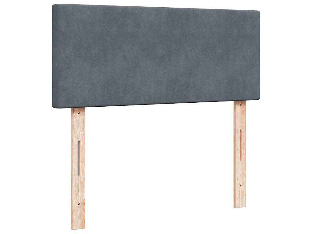 Cama otomana con colchón y LED terciopelo gris oscuro 120x190cm