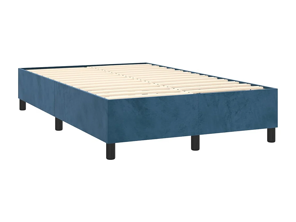 Sommier à lattes de lit et matelas bleu foncé 120x190cm velours