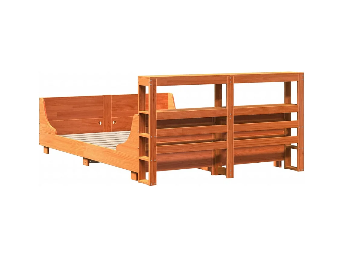 Massivholzbett ohne Matratze Wachsbraun 120x190 cm Kiefernholz
