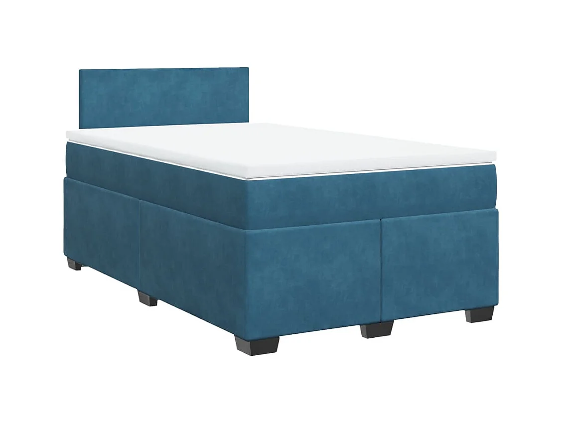 Cama boxspring com colchão 120x190 cm veludo azul-escuro