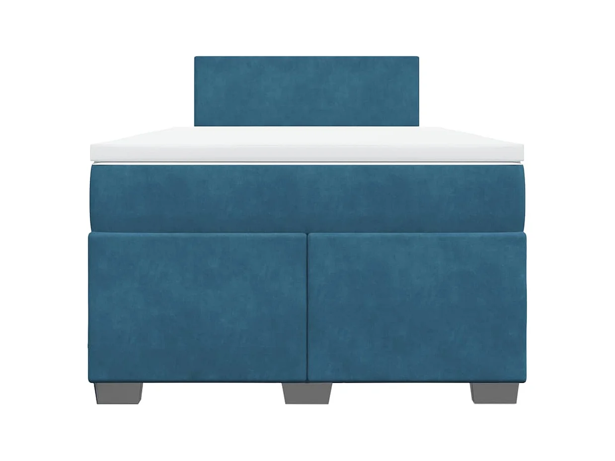 Cama boxspring com colchão 120x190 cm veludo azul-escuro