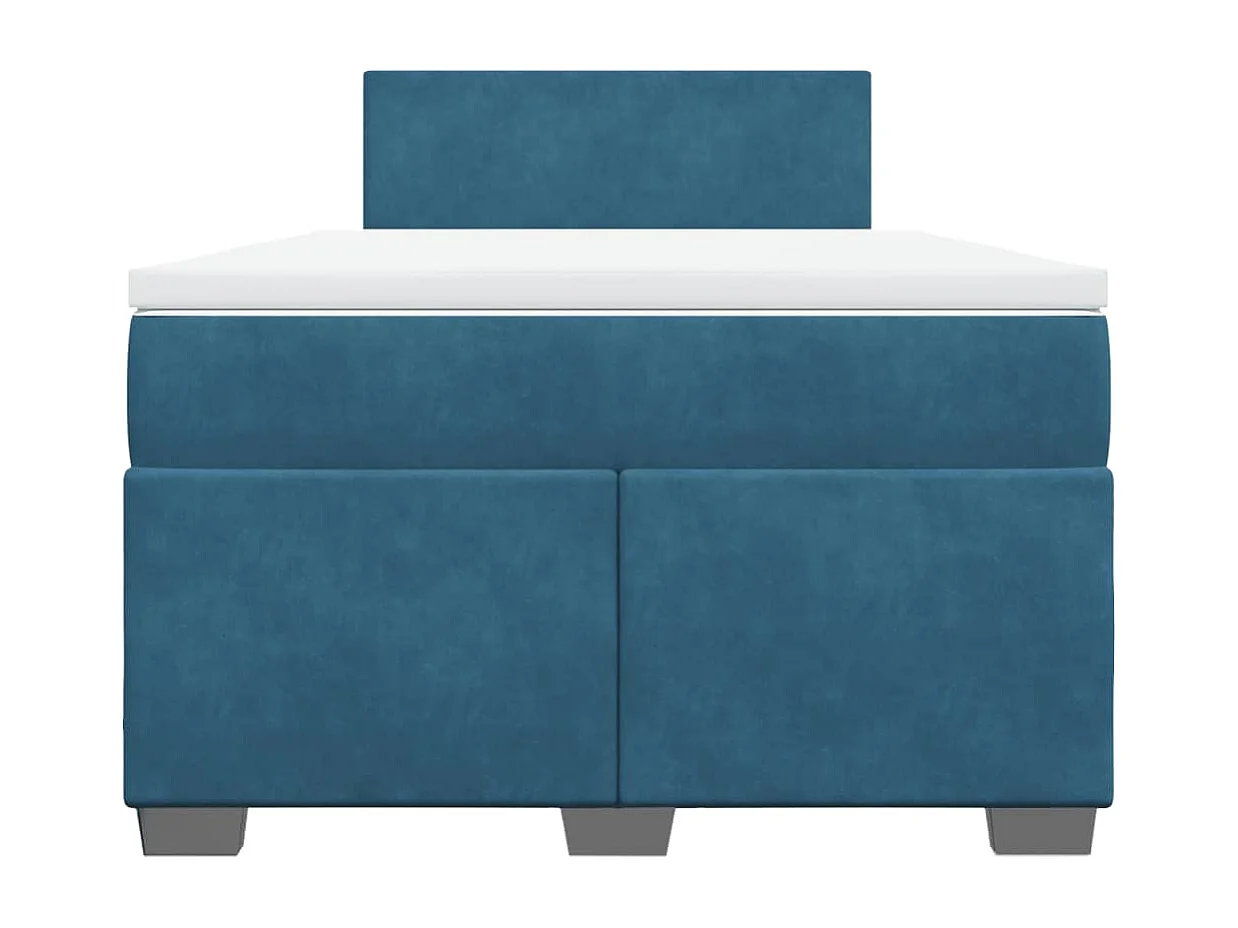 Sommier à lattes de lit et matelas bleu foncé 120x190cm velours