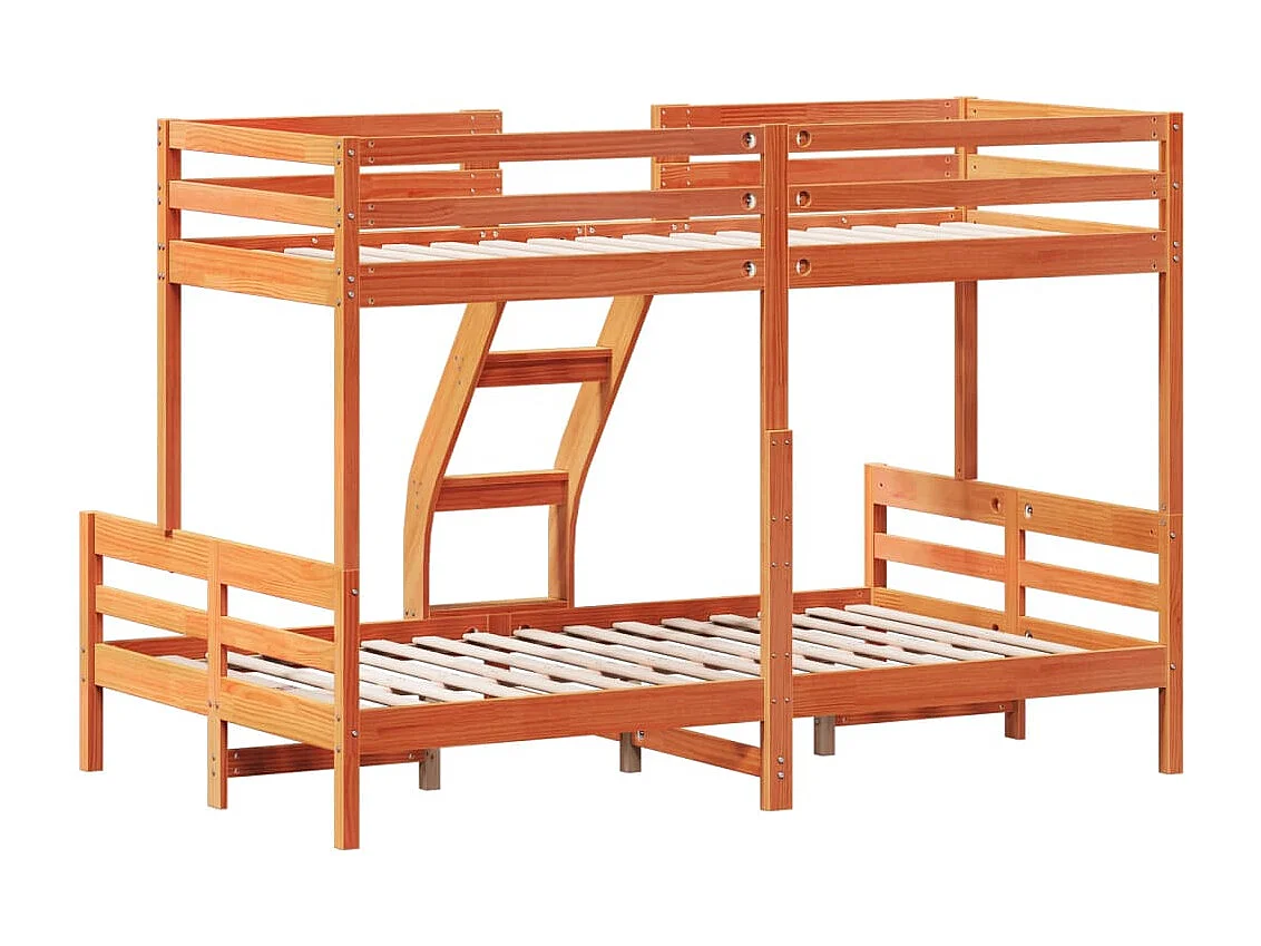 Litera de madera maciza de pino marrón cera 90x200/120x200 cm