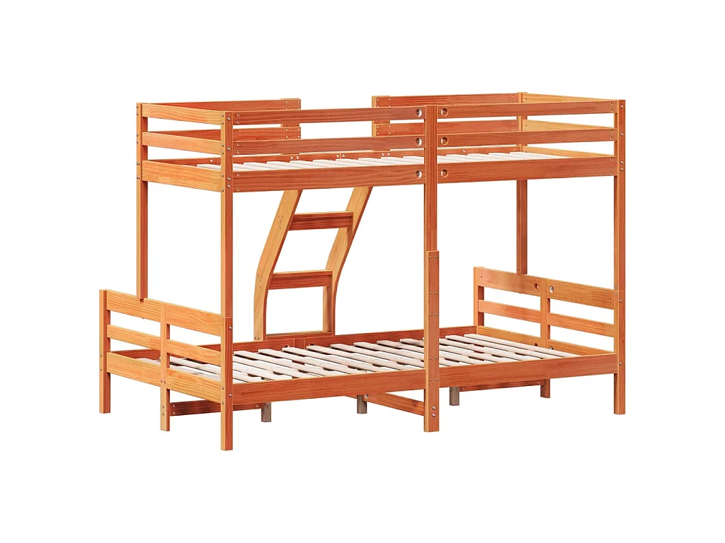 Letto a Castello 90x200/120x200 cm Marrone Cera Massello Pino