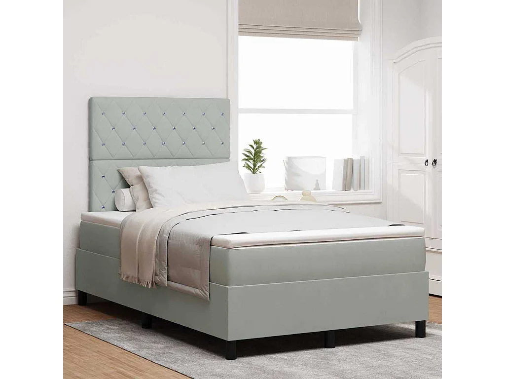 Boxspringbed met matras Lichtgrijs 120 x 190 cm Fluweel