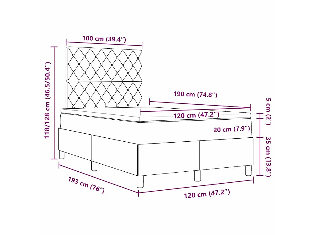 Boxspringbed met matras Lichtgrijs 120 x 190 cm Fluweel