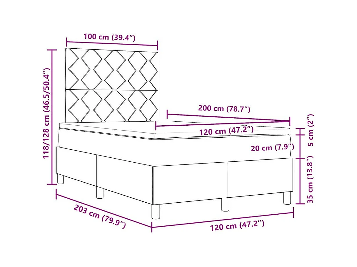 Boxspringbett mit Matratze Dunkelgrau 120 x 200 cm Samt