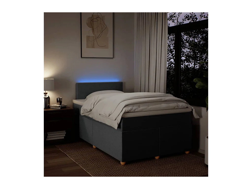 Sommier à lattes de lit avec matelas gris foncé 120x190cm tissu