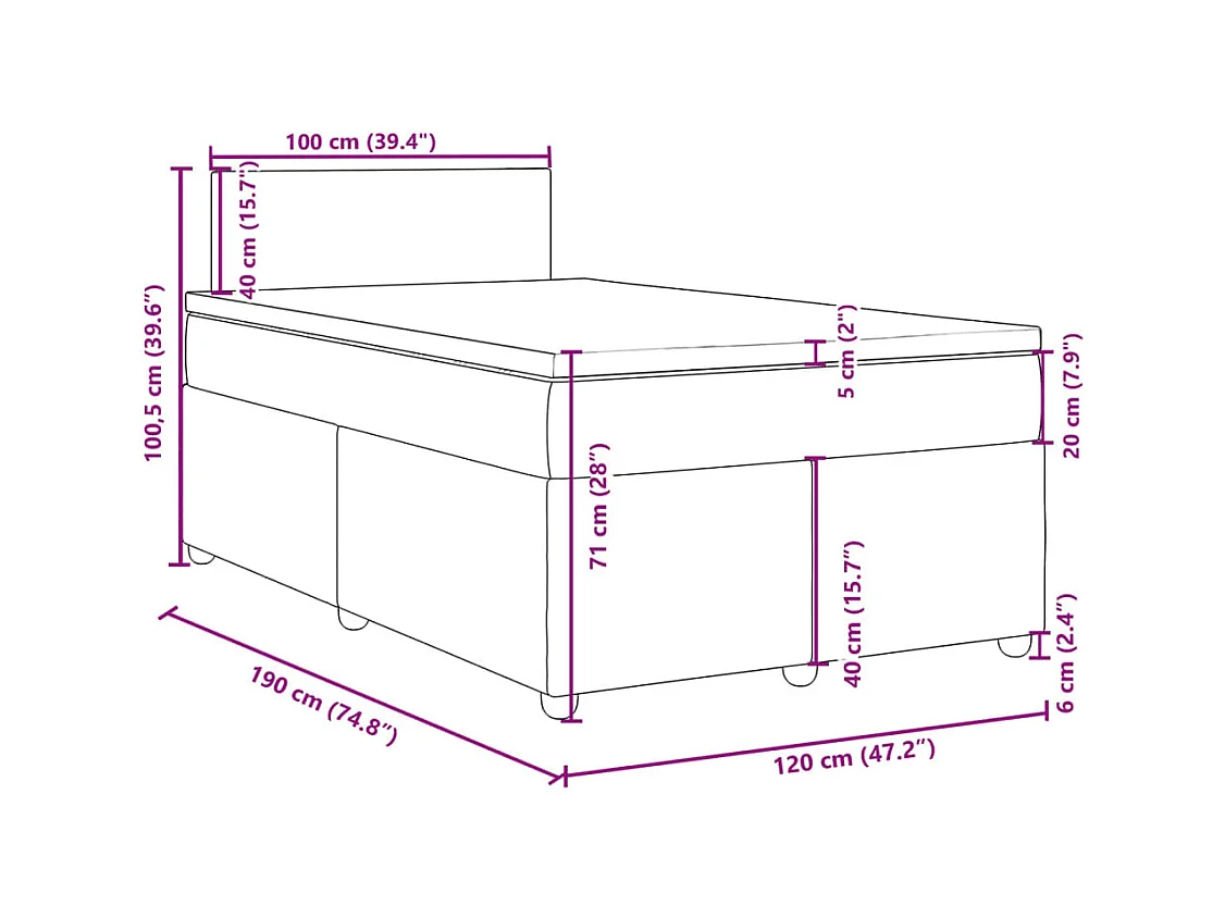 Boxspringbett mit Matratze Dunkelgrau 120x190 cm Stoff