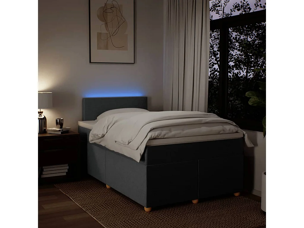 Boxspringbett mit Matratze Dunkelgrau 120x190 cm Stoff