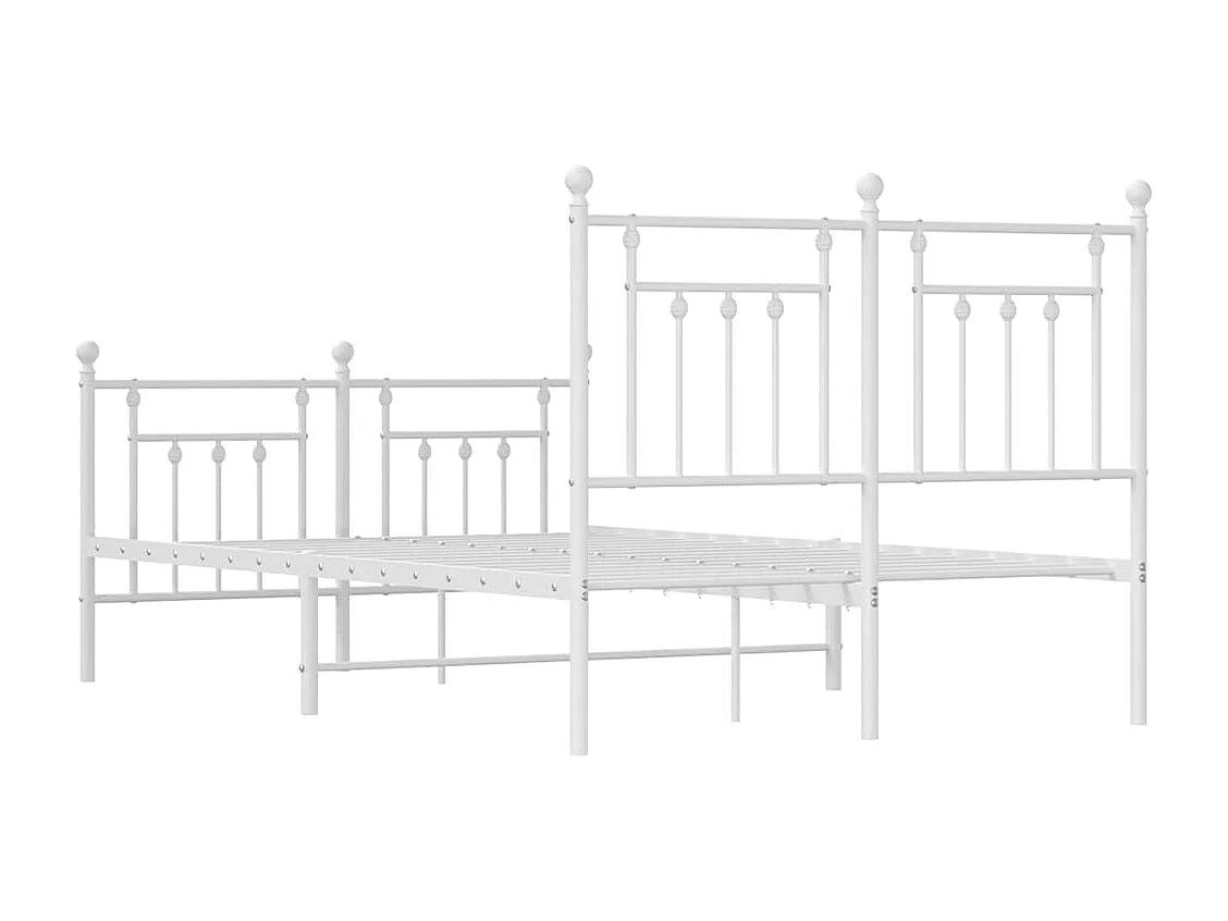 Giroletto con Testiera e Pediera Metallo Bianco 120x190 cm