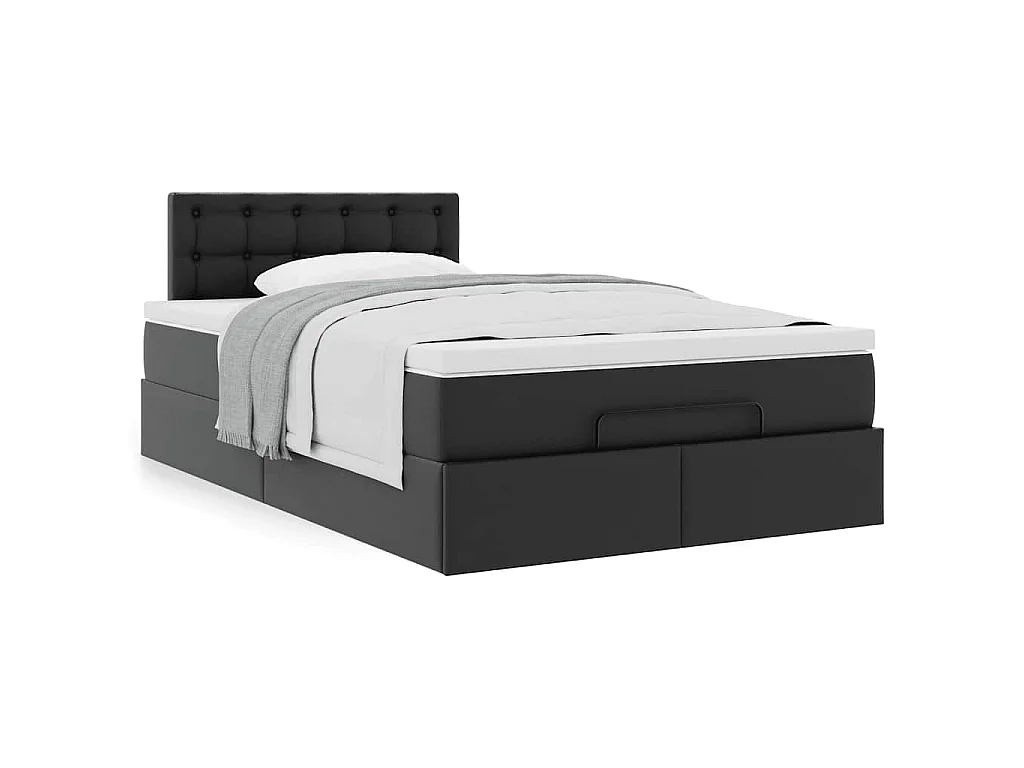 Cadre de lit ottoman avec matelas noir 120x200 cm similicuir