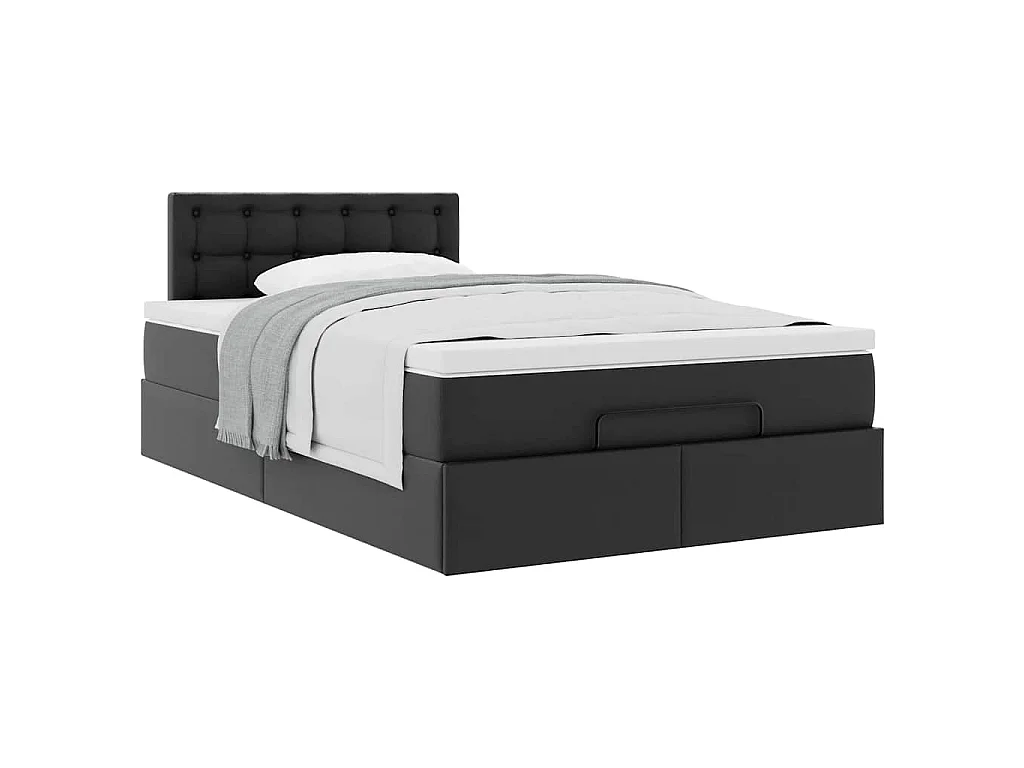 Cadre de lit ottoman avec matelas noir 120x200 cm similicuir