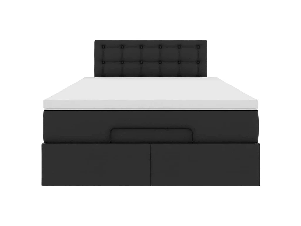 Cadre de lit ottoman avec matelas noir 120x200 cm similicuir