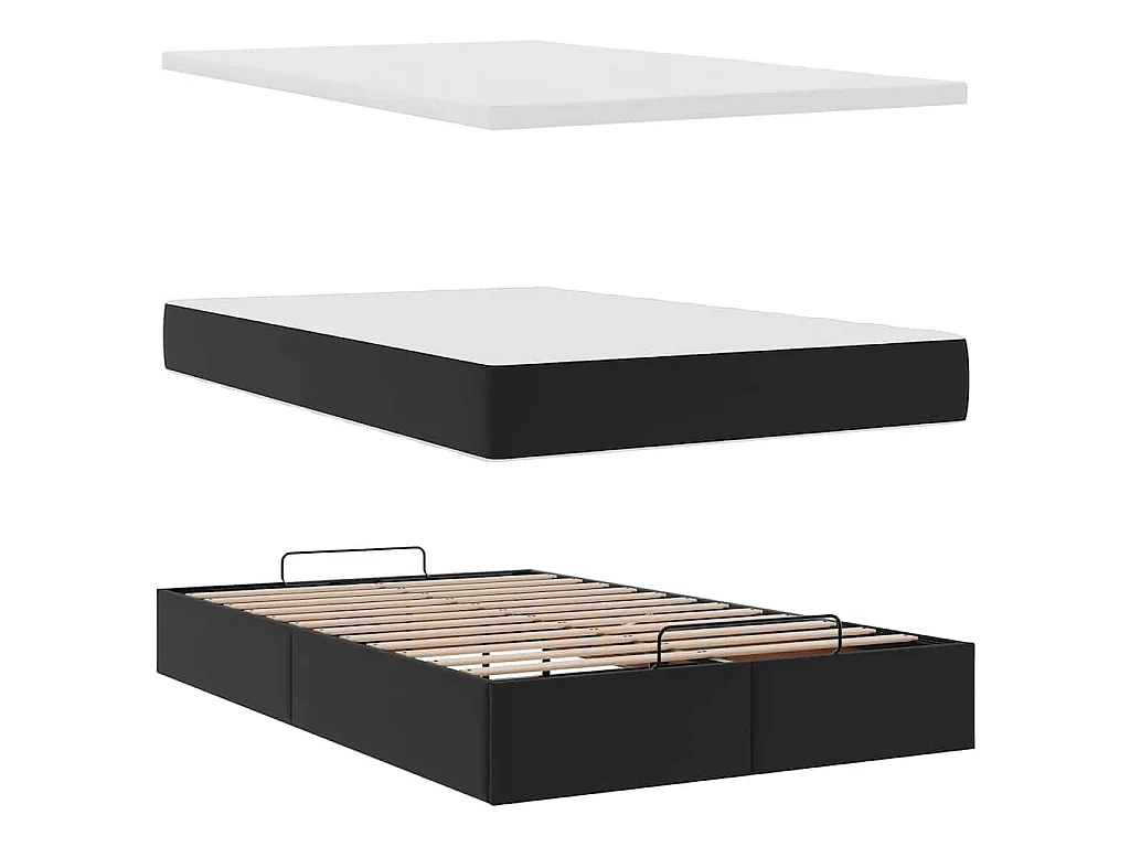 Cadre de lit ottoman avec matelas noir 120x200 cm similicuir