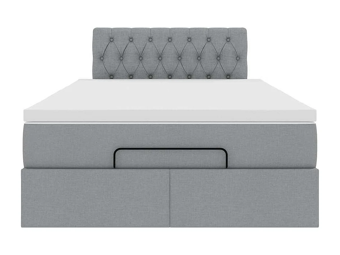 Lit ottoman avec matelas gris clair 120x200 cm tissu