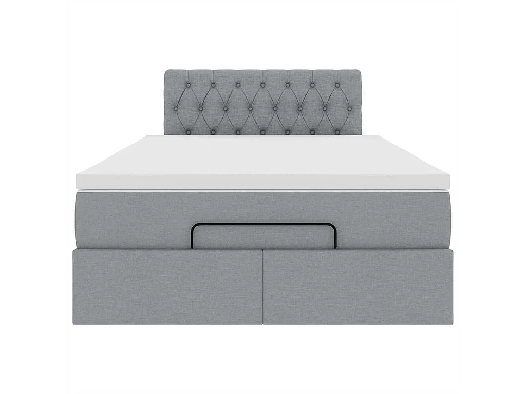 Pouf Letto con Materasso Grigio Chiaro 120x200 cm in Tessuto