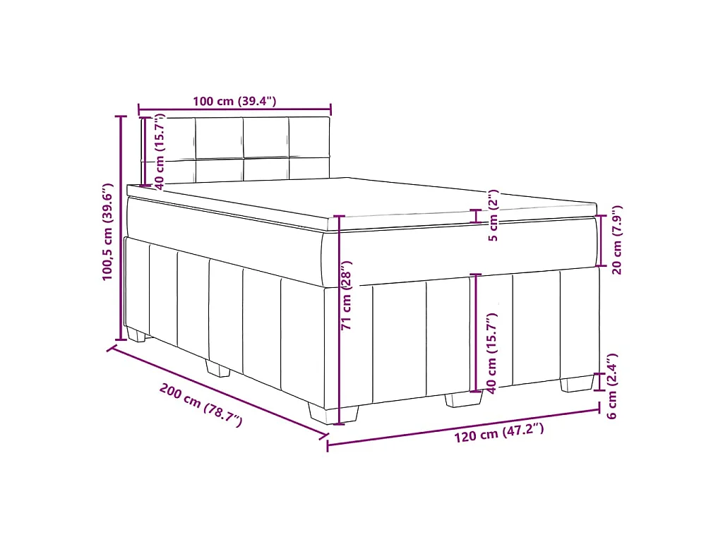 Boxspring met matras stof taupe 120x200 cm