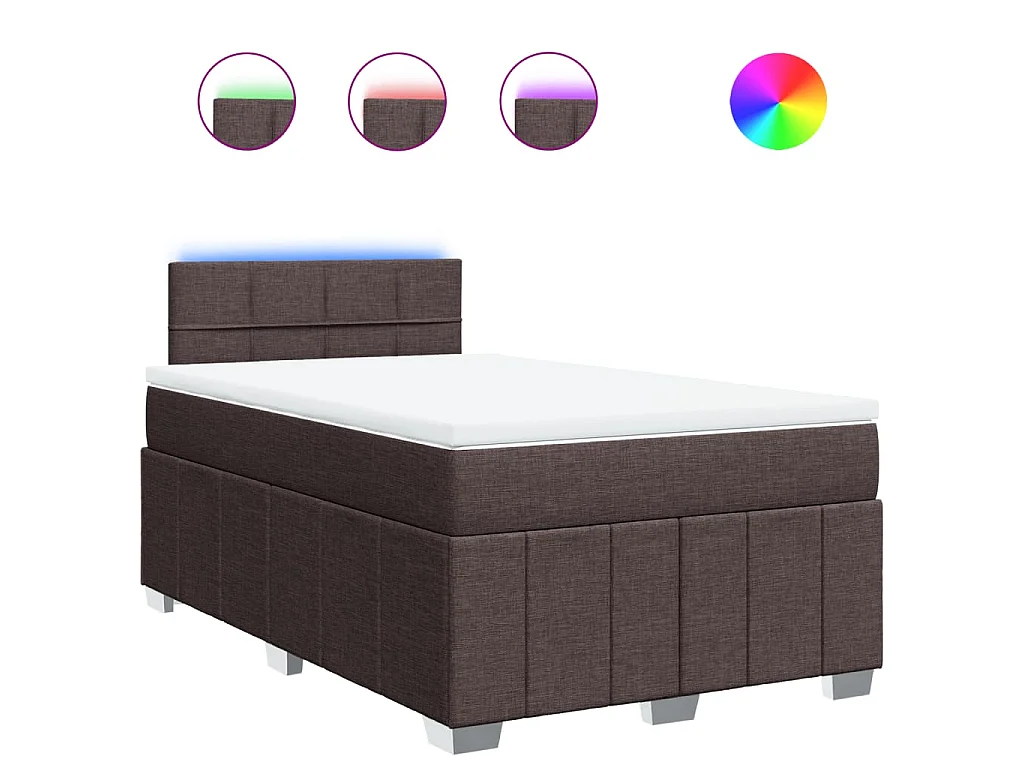 Cama box spring con colchón tela marrón oscuro 120x190 cm