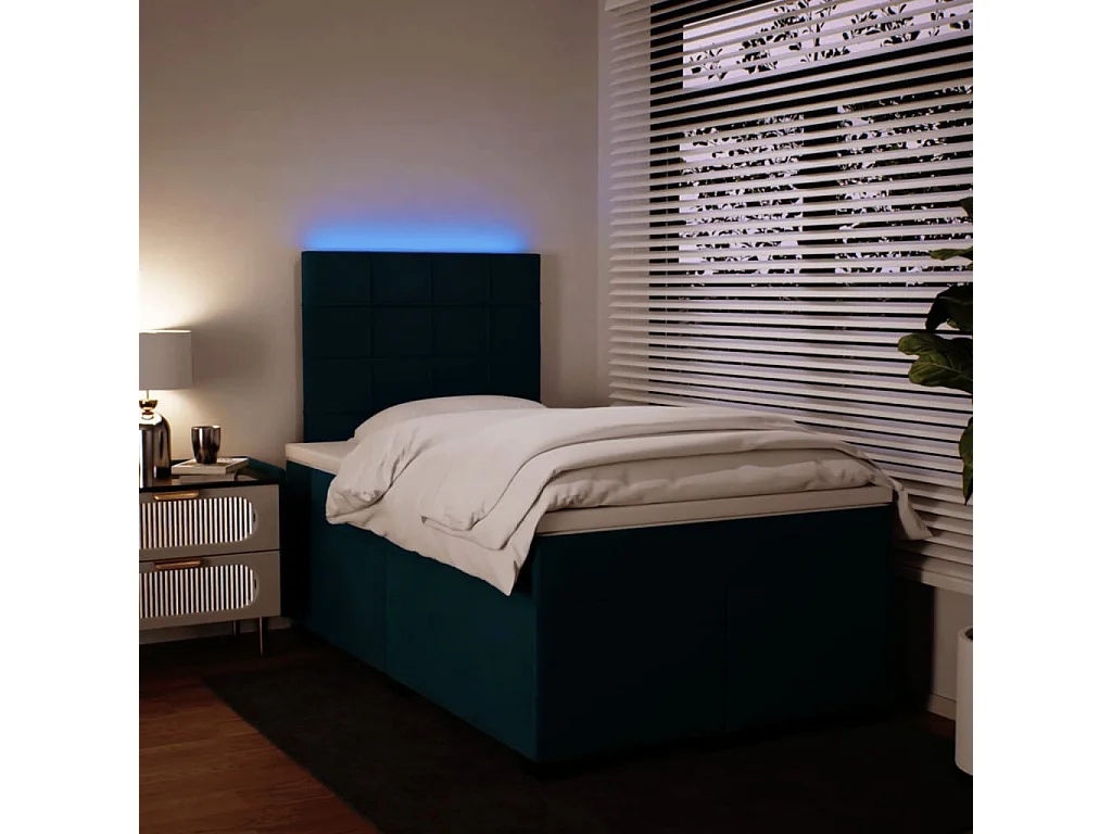 Boxspring met matras fluweel blauw 120x190 cm