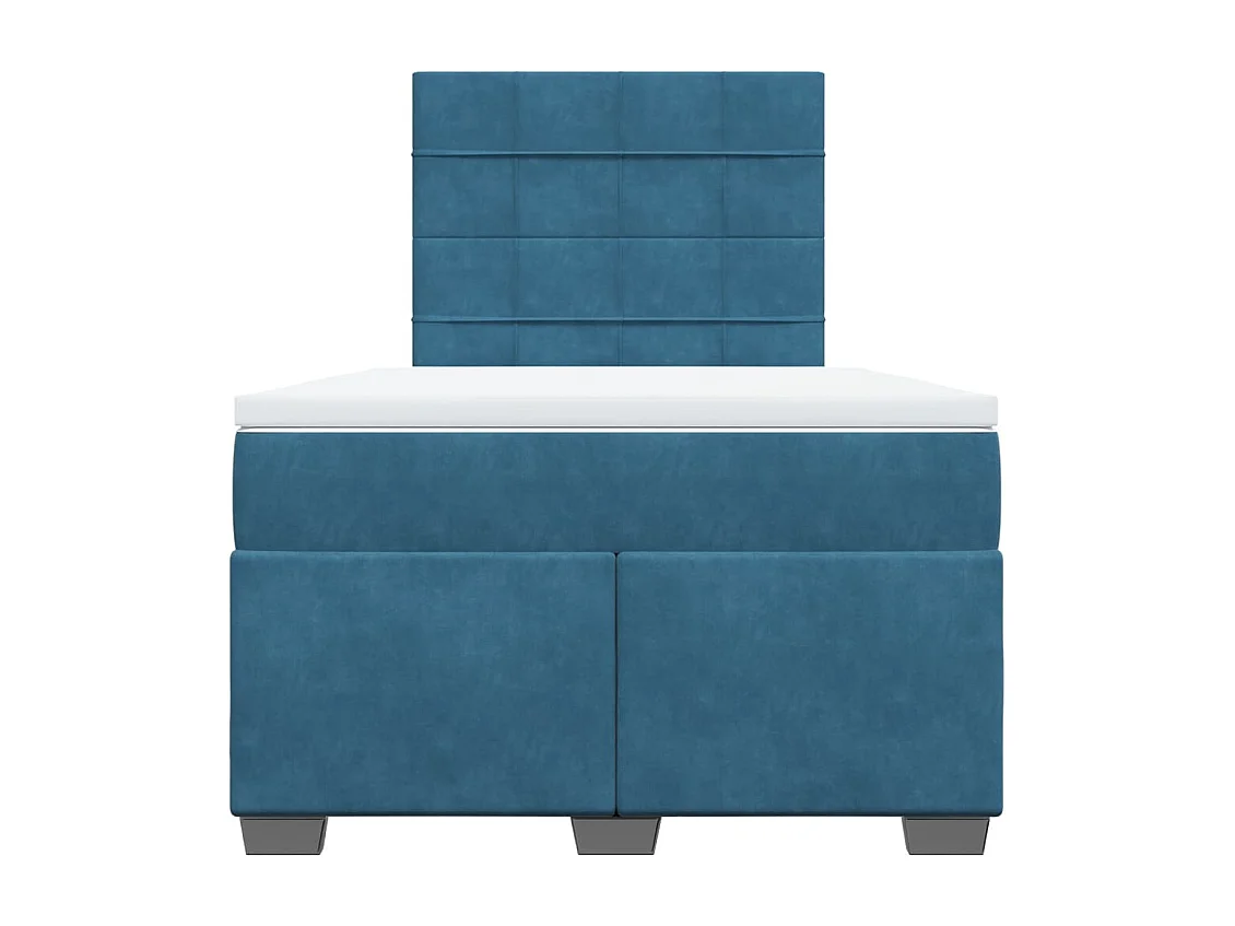 Sommier à lattes de lit et matelas bleu 120x190 cm velours