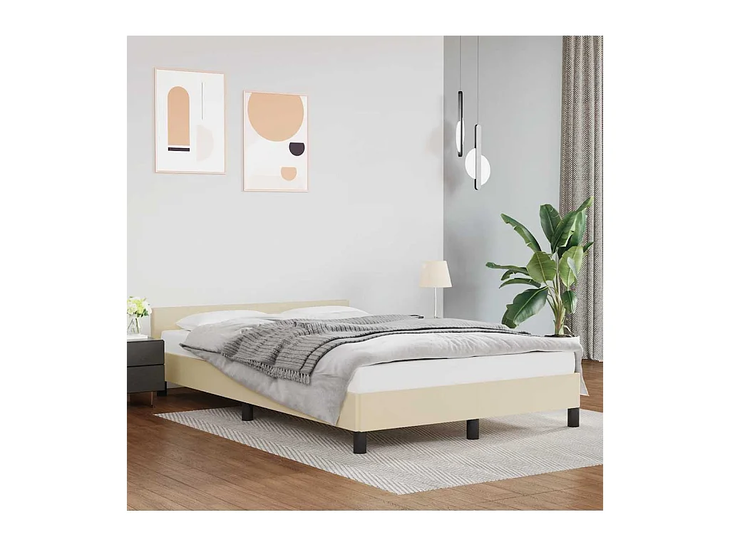 Bettgestell ohne Matratze Creme 120x190 cm Kunstleder